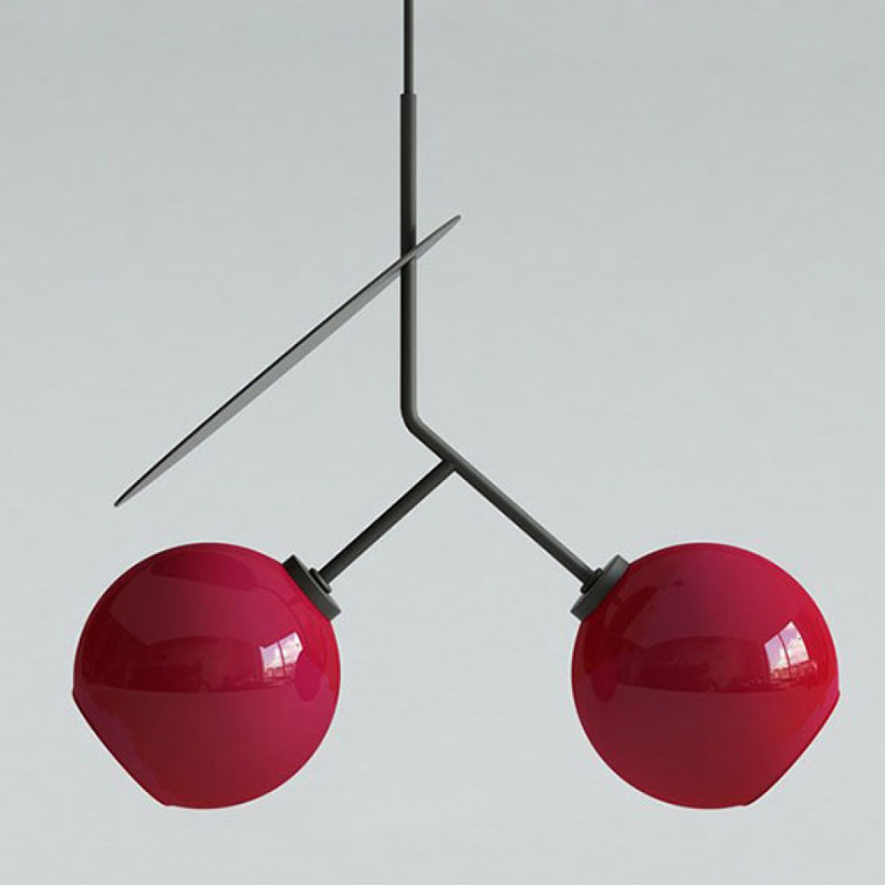 Подвесной светильник Cherry Pendant Double Red Красный Черный в Краснодаре | Loft Concept 