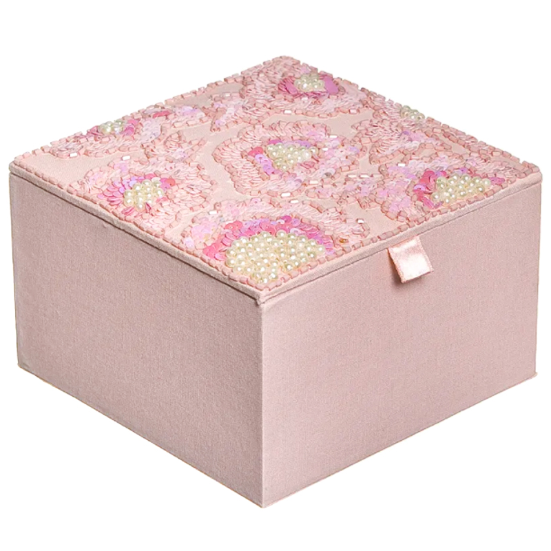 Шкатулка с вышивкой из бисера Fleur Beads Embroidery Box Розовый в Краснодаре | Loft Concept 