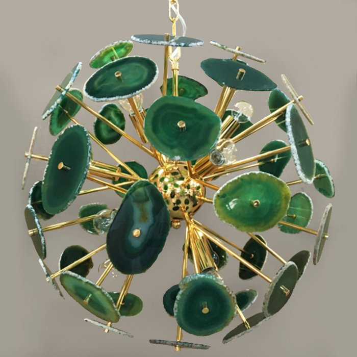 Люстра Agate Burst Chandelier Green Зеленый Золотой в Краснодаре | Loft Concept 