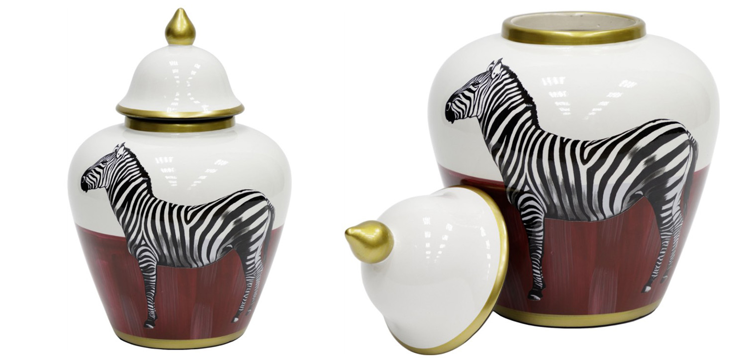 Ваза Zebra Vase white and red - фото