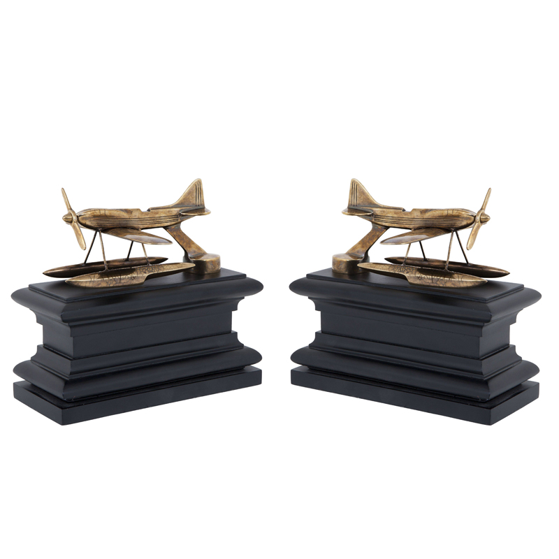 Держатель для книг Eichholtz Bookend Hydroplane set of 2 brass Латунь Античная полированная Черный в Краснодаре | Loft Concept 