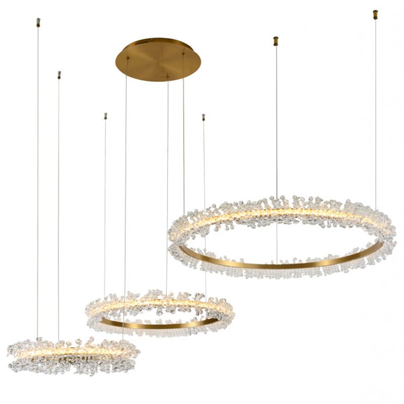 Люстра Crystal round chandelier 3 кольца Латунь Прозрачный Латунь в Краснодаре | Loft Concept 