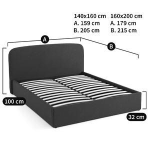 Двуспальная кровать с подъемным механизмом Mathise Bed Deep Blue в Краснодаре