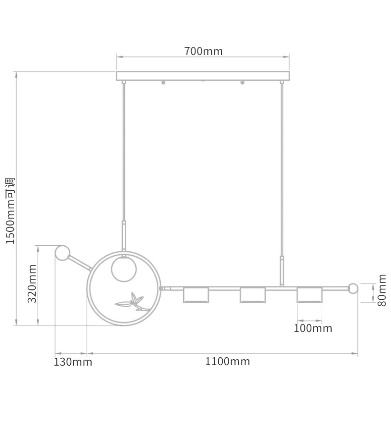 Линейный светильник Metal Wood Ring Leaf Linear Light в Краснодаре