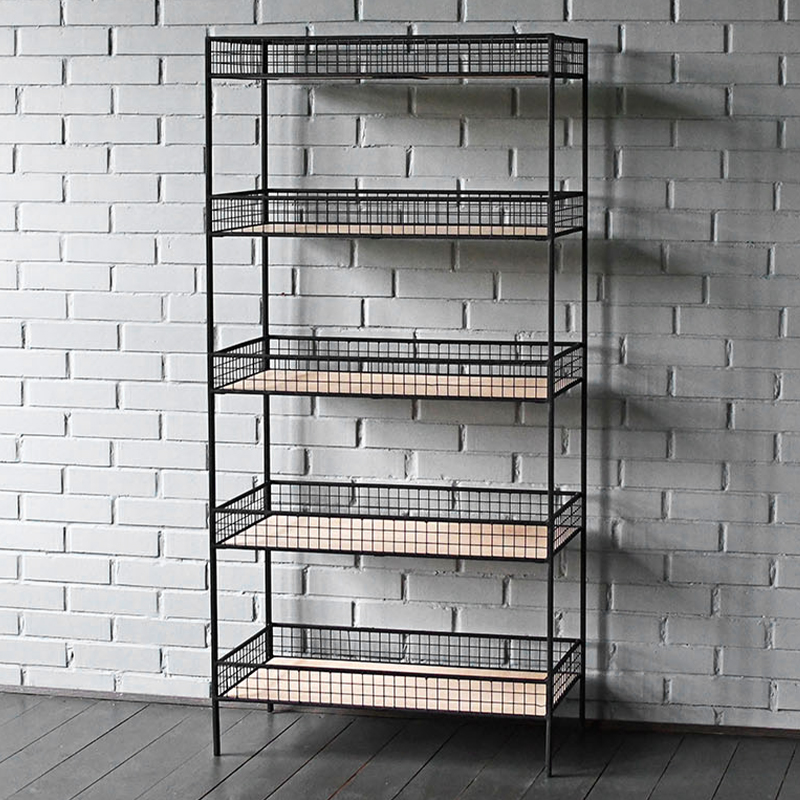 Стеллаж Keith Industrial Metal Rust Rack Черный Древесина в Краснодаре | Loft Concept 