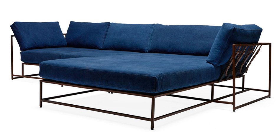 Угловой диван Indigo Denim and copper Sectional sofa  - фото №1