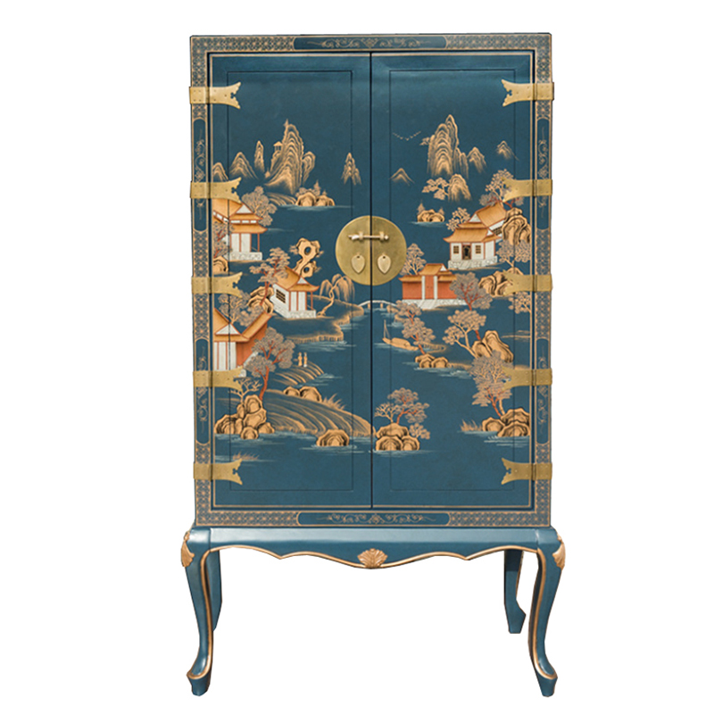 Голубой Шкаф в Китайском стиле Chinese Village Cabinet Голубой Мульти в Краснодаре | Loft Concept 