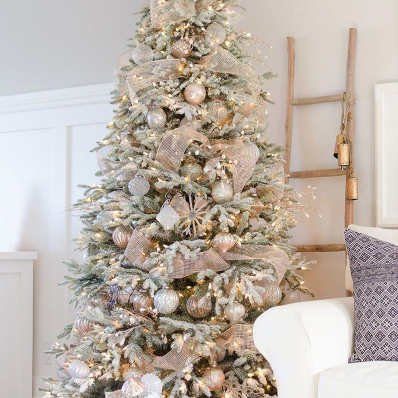 Дизайнерская Ель с Нежно-Розовым Декором Премиум Christmas Tree Pink and Silver Розовый пастельный Серебряный в Краснодаре | Loft Concept 