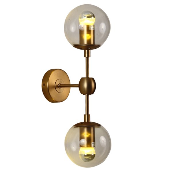 Бра Modo Sconce 2 Globes Gold Золотой Янтарь (Amber) Прозрачное Стекло в Краснодаре | Loft Concept 