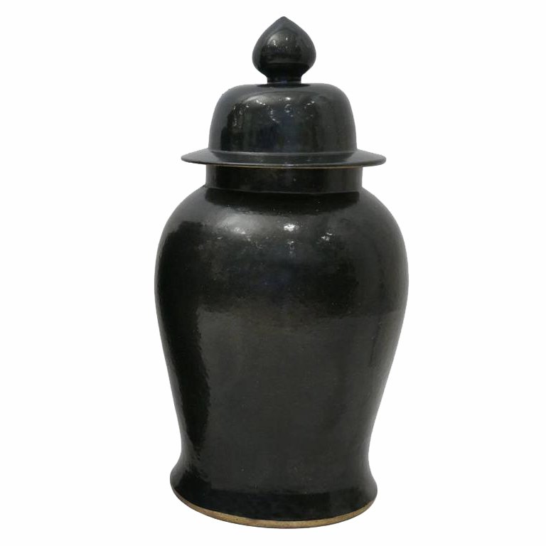 Ваза Black Ceramic Chinese Jars with Lids Черный в Краснодаре | Loft Concept 