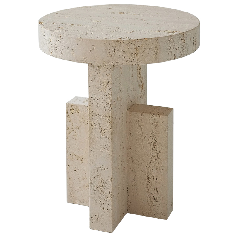 Приставной стол Clarence Travertine Side Table Бежевый в Краснодаре | Loft Concept 