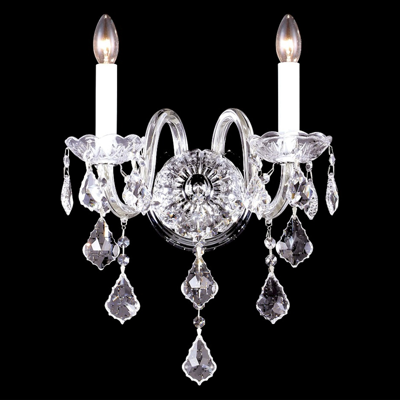 Бра в классическом стиле с 2-мя лампами и хрустальными подвесками Crystal lamps Хром Прозрачное Стекло Бра в классическом стиле с 2-мя лампами и хрустальными подвесками Crystal lamps Хром Прозрачное Стекло в Краснодаре | Loft Concept