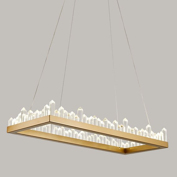 Люстра Crystal Rock Rectangle Chandelier Латунь Прозрачное Стекло в Краснодаре | Loft Concept 