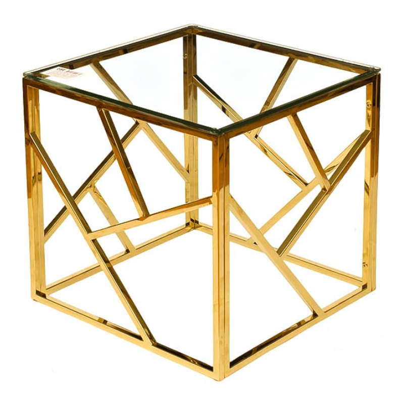 Приставной стол Serene Furnishing Gold Clear Glass Top Side Table Золотой Прозрачное Стекло в Краснодаре | Loft Concept 