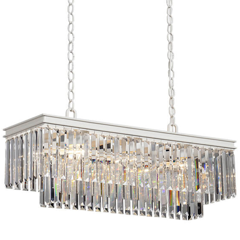 Люстра RH 1920s Odeon Clear Glass Rectangular Chandelier  White iron Длина 80 Белый Прозрачное Стекло в Краснодаре | Loft Concept 