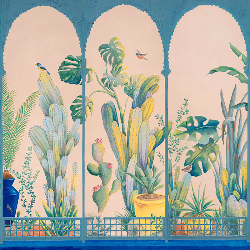 Обои ручная роспись Jardin Marrakech Majorelle on painted Xuan paper  в Краснодаре | Loft Concept 