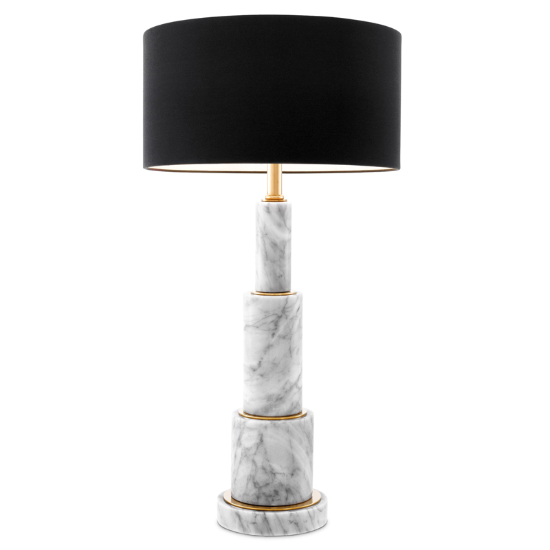 Настольная лампа Eichholtz Table Lamp Dax Белый Мрамор Bianco Черный Глянцевое золото в Краснодаре | Loft Concept 