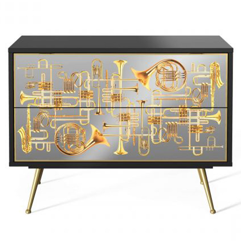 Комод Seletti Chest of Two Drawers Trumpets Золотой Черный Золотой Шампань в Краснодаре | Loft Concept 