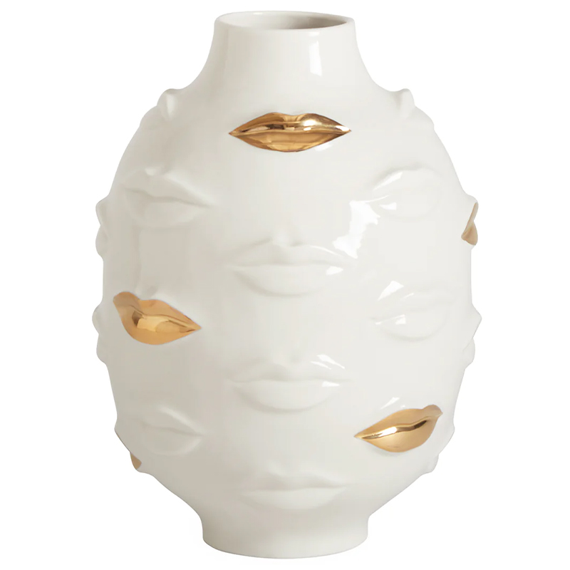 Ваза Jonathan Adler Gilded Gala Round Vase Глянцевое золото Белый в Краснодаре | Loft Concept 