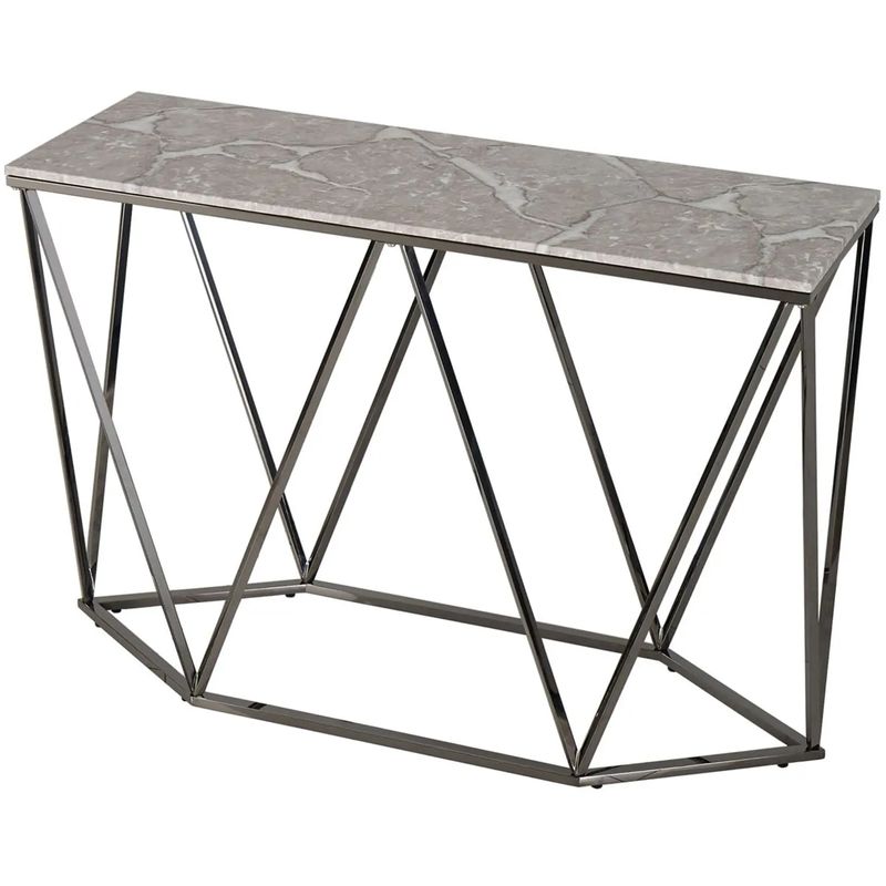 Консоль Kovaldzhi Collection Frame Geometry Dark Chrome Бежево-серый Белый Мрамор Bianco Темный хром в Краснодаре | Loft Concept 