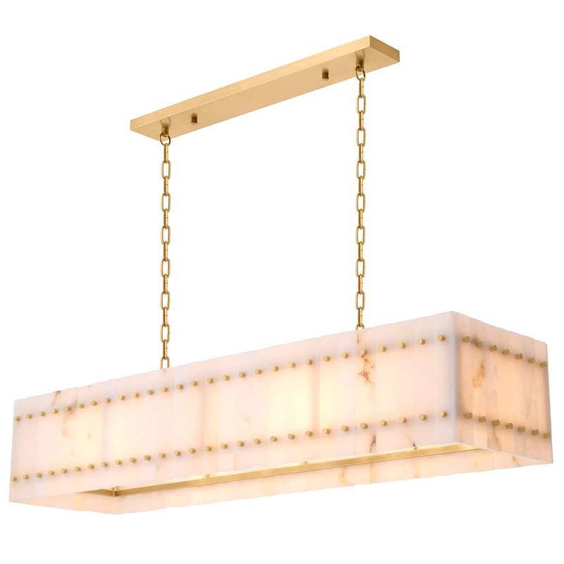 Люстра Eichholtz Chandelier Ruby Rectangular Alabaster Латунь Бежевый Белый Мрамор Bianco в Краснодаре | Loft Concept 