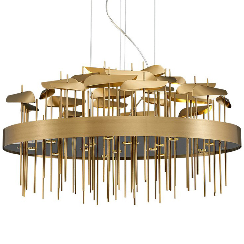 Светодиодная дизайнерская инсталляция ANODINE Perlina Disk Chandelier Золотой в Краснодаре | Loft Concept 