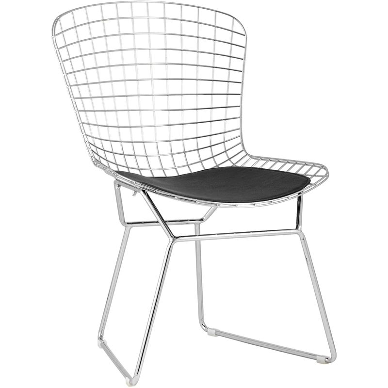 Стул Bertoia Chair Хромированный с Черной подушкой Хром Черный в Краснодаре | Loft Concept 