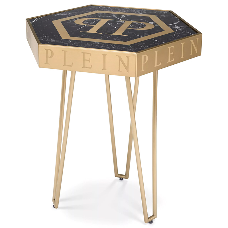 Приставной стол Philipp Plein Side Table Falcon Nest Золотой Черный Мрамор Nero Прозрачное Стекло в Краснодаре | Loft Concept 