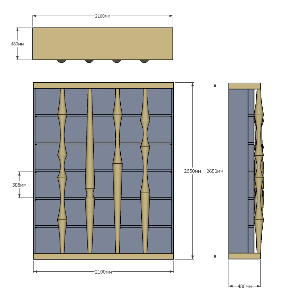 Стеллаж Oak Columns & Blue в Краснодаре