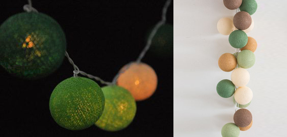 Гирлянда хлопковые фонарики Сotton Ball Forest Green - Loft-Concept в Краснодаре