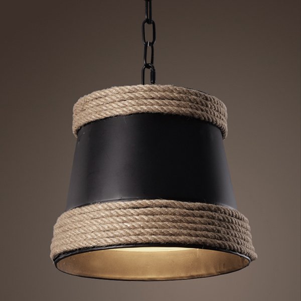 Подвесной светильник Black & Hemp Pendant Lamp Черный в Краснодаре | Loft Concept 