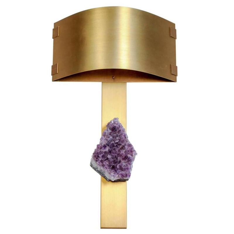 Бра Natural Amethyst and Curved Shades Wall Lamp Латунь Сиреневый в Краснодаре | Loft Concept 