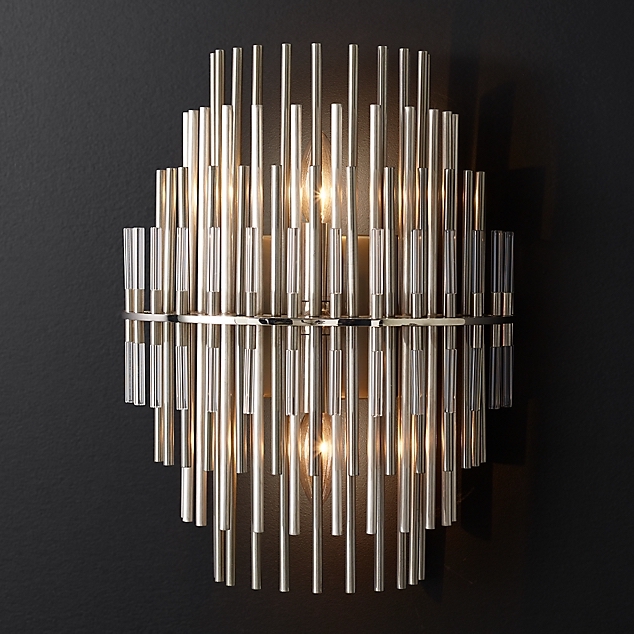 Бра Restoration Hardware Emile Sconce Chrome Прозрачный Латунь Античная полированная Оловянный в Краснодаре | Loft Concept 