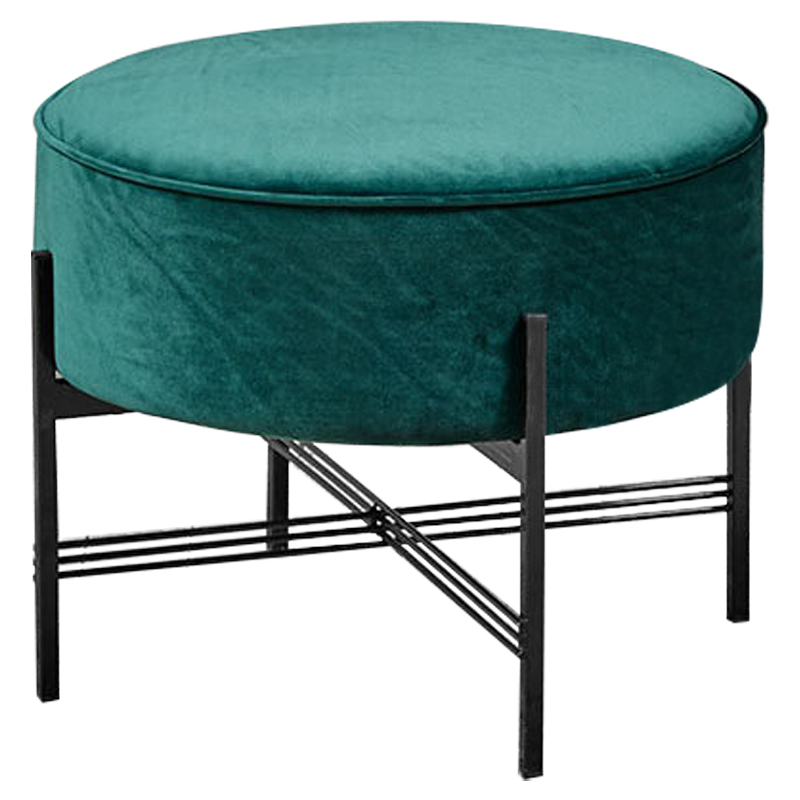 Пуф изумрудного цвета велюровый Sanjay Velour Pouf Emerald Изумрудный Черный в Краснодаре | Loft Concept 