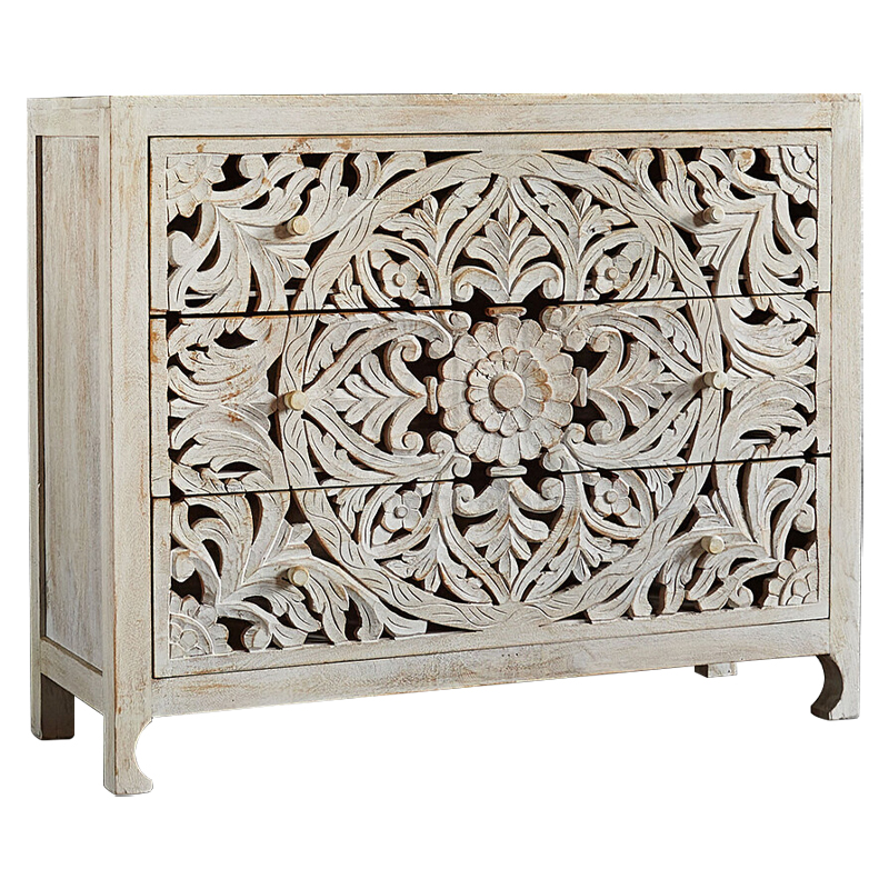 Комод Indian Antique White Furniture Chest of Drawers Kailash белый Белый в Краснодаре | Loft Concept 