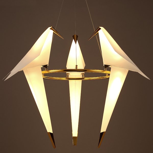 Люстра Origami Bird Chandelier 3 Бежево-серый Золотой в Краснодаре | Loft Concept 