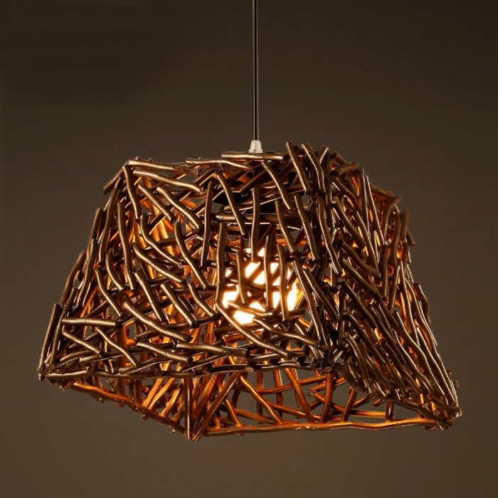 Подвесной светильник Old Wicker Pendant Cub Коричневый в Краснодаре | Loft Concept 