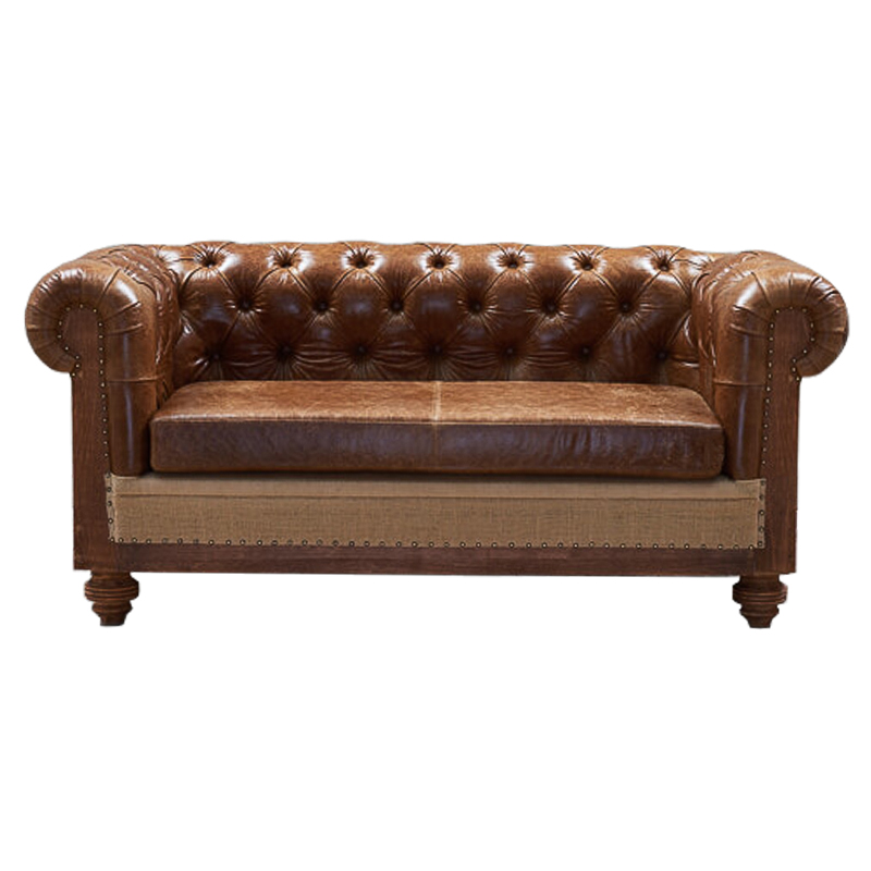 Диван Deconstructed Chesterfield Sofa double Brown leather Коричневый ivory ( слоновая кость ) в Краснодаре | Loft Concept 