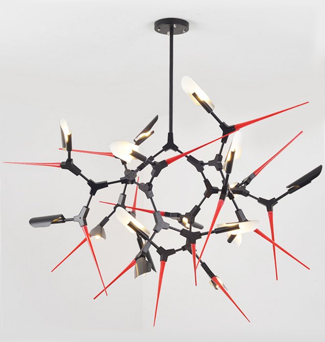 Люстра Red Spikes Chandelier 16 Черный Красный в Краснодаре | Loft Concept 