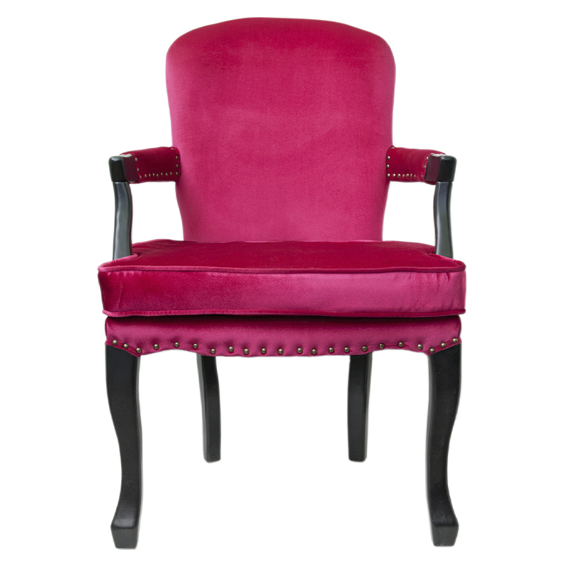 Кресло Aubrey Classical Armchair rose velour Малиновый (Crimson) Черный в Краснодаре | Loft Concept 