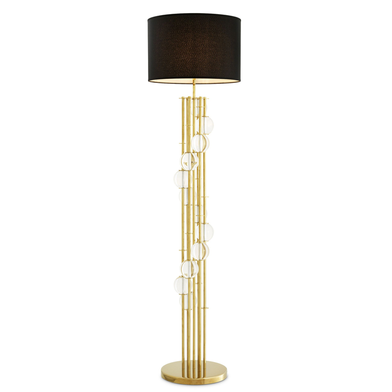 Торшер Eichholtz Floor Lamp Lorenzo Gold & black Глянцевое золото Черный Прозрачный в Краснодаре | Loft Concept 