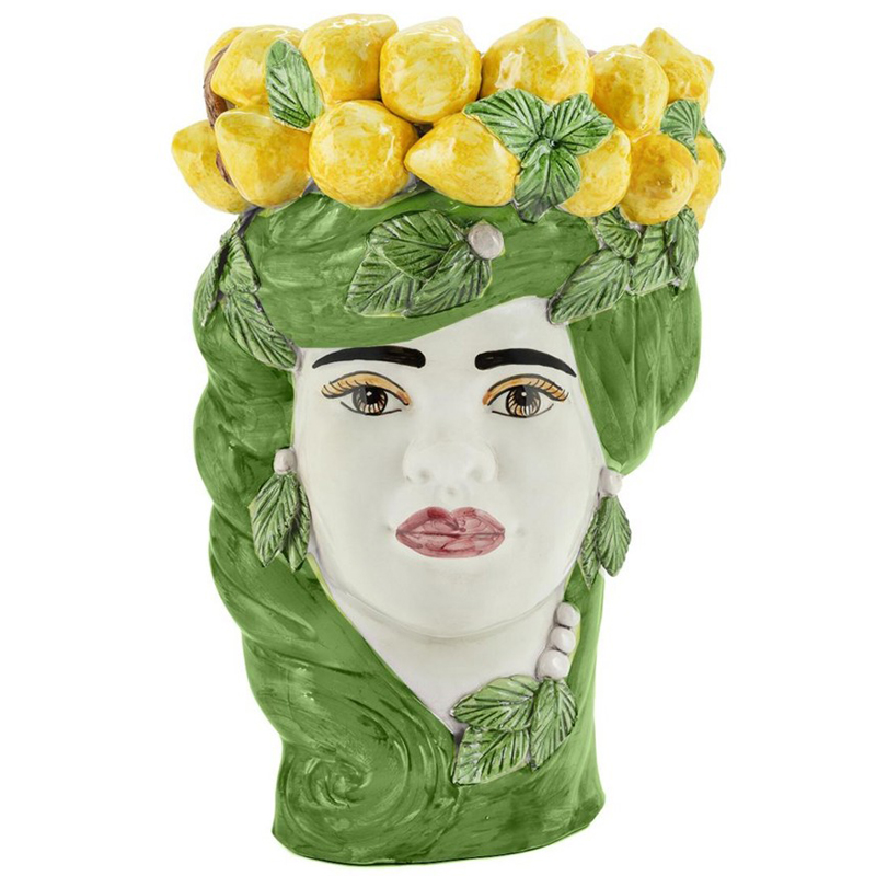 Ваза Vase Lemon Head Lady Green Зеленый Желтый Белый в Краснодаре | Loft Concept 