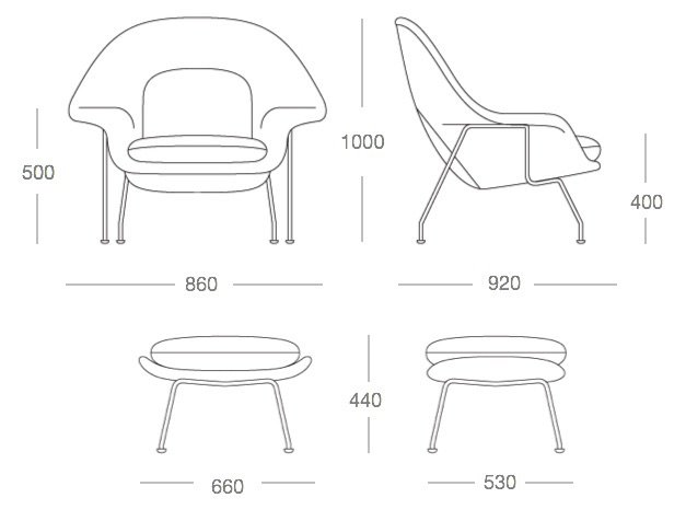 Кресло Womb Chair and Ottoman в Краснодаре