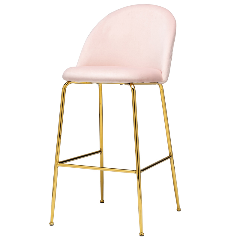 Барный стул Vendramin Bar Stool pink Розовый пастельный Глянцевое золото в Краснодаре | Loft Concept 