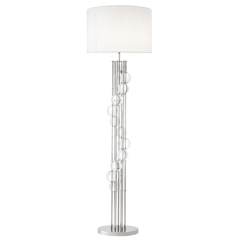 Торшер Eichholtz Floor Lamp Lorenzo Nickel & white Никель Белый Прозрачный в Краснодаре | Loft Concept 