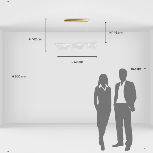Люстра линейная с 3-мя белыми волнистыми плафонами Wave Line в Краснодаре