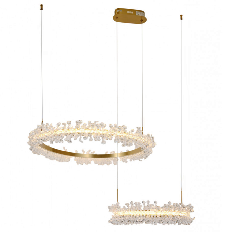 Люстра Crystal round chandelier 2 кольца Латунь Прозрачный Латунь в Краснодаре | Loft Concept 