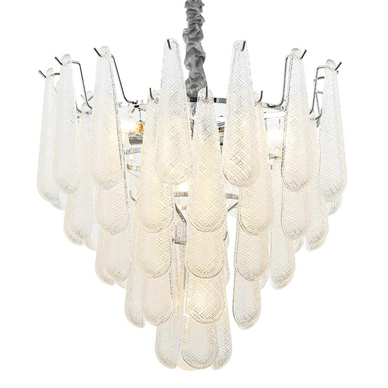 Люстра Textured Glass Drops Chandelier 13 Хром Белый в Краснодаре | Loft Concept 