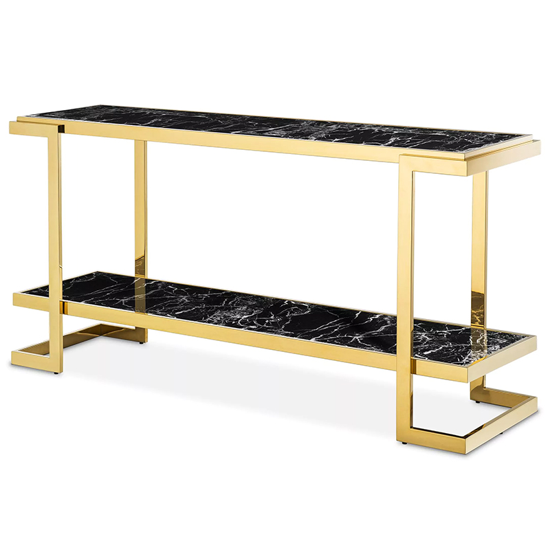 Консоль Eichholtz Console Table Senato Черный Мрамор Nero Глянцевое золото в Краснодаре | Loft Concept 