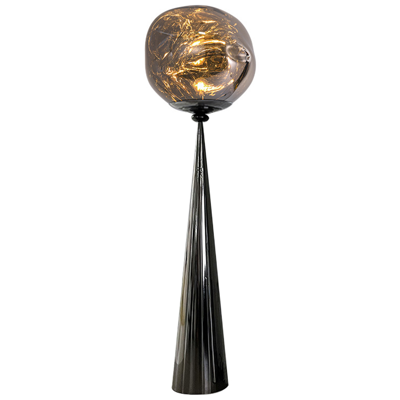 Торшер Kaine Glass Metal Floor Lamp Прозрачное Стекло Черный Серебряный Стекло Смок в Краснодаре | Loft Concept 